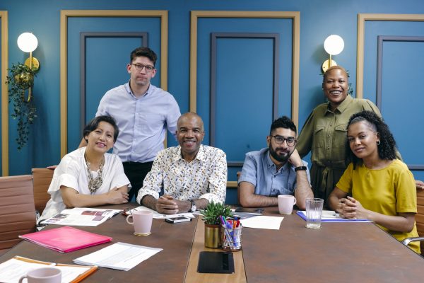 Group portrait of business people in office